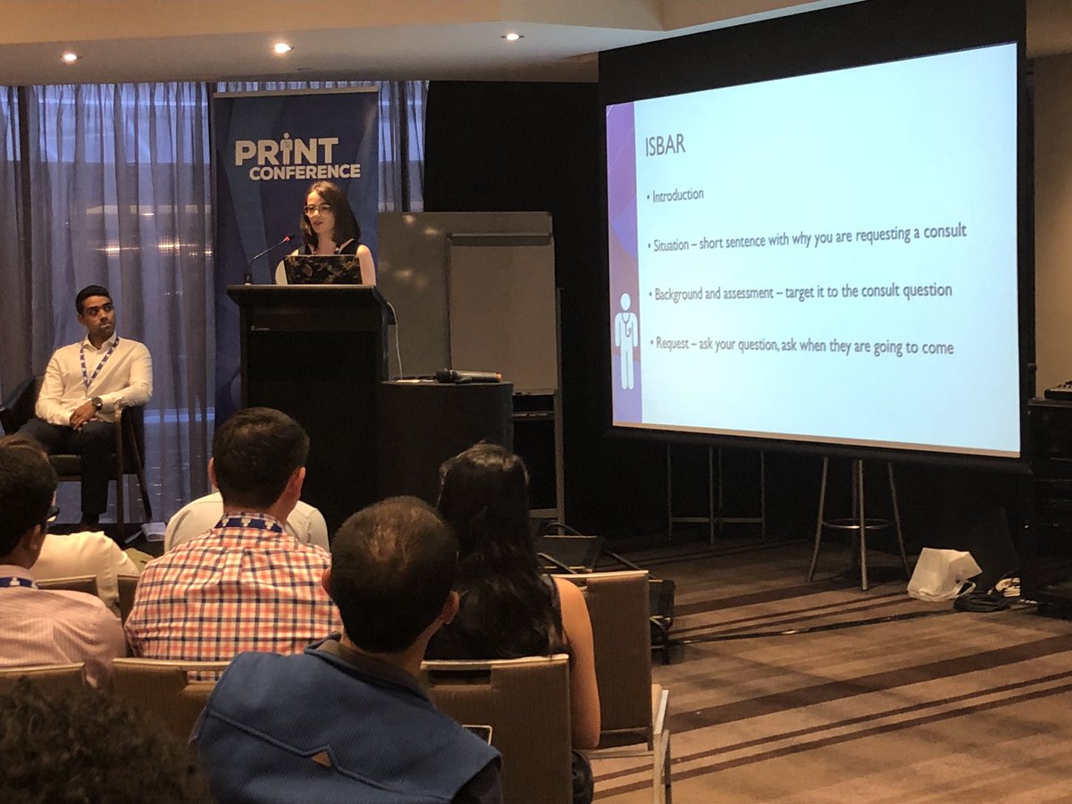 PRINTconference's tweet photo. Our JMO Panel members covering all important aspects of internship - good communication, ISBAR format for handover, consult etiquette, prioritising tasks and so much more! 
#PRINT2018 #MedEd #juniordoctors 👩🏽‍⚕️🎓👨🏽‍⚕️ https://t.co/rbnQtYMbHo