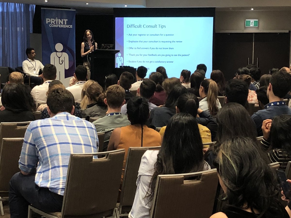PRINTconference's tweet photo. Our JMO Panel members covering all important aspects of internship - good communication, ISBAR format for handover, consult etiquette, prioritising tasks and so much more! 
#PRINT2018 #MedEd #juniordoctors 👩🏽‍⚕️🎓👨🏽‍⚕️ https://t.co/rbnQtYMbHo