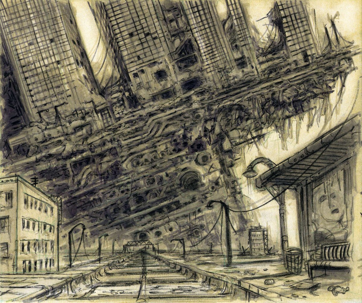 AdamowiczDaily's tweet photo. A few of Adam's different landscapes and architectural pieces for #Fallout3. His ability to draw landscapes so expansive and free always amazes me. Just looking at these pieces makes me want to see what else is in that world on the paper. https://t.co/fAzCcLWoNv