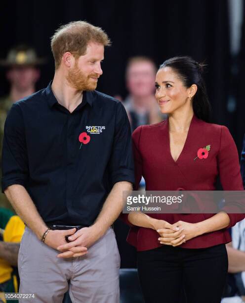 samhussein's tweet photo. Prince Harry &amp; Meghan attend the Wheelchair Basketball final at the Invictus Games. @InvictusSydney @GettyImages #RoyalTourAustralia https://t.co/kV9qSxkt1p