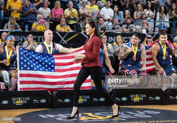samhussein's tweet photo. Prince Harry &amp; Meghan attend the Wheelchair Basketball final at the Invictus Games. @InvictusSydney @GettyImages #RoyalTourAustralia https://t.co/kV9qSxkt1p