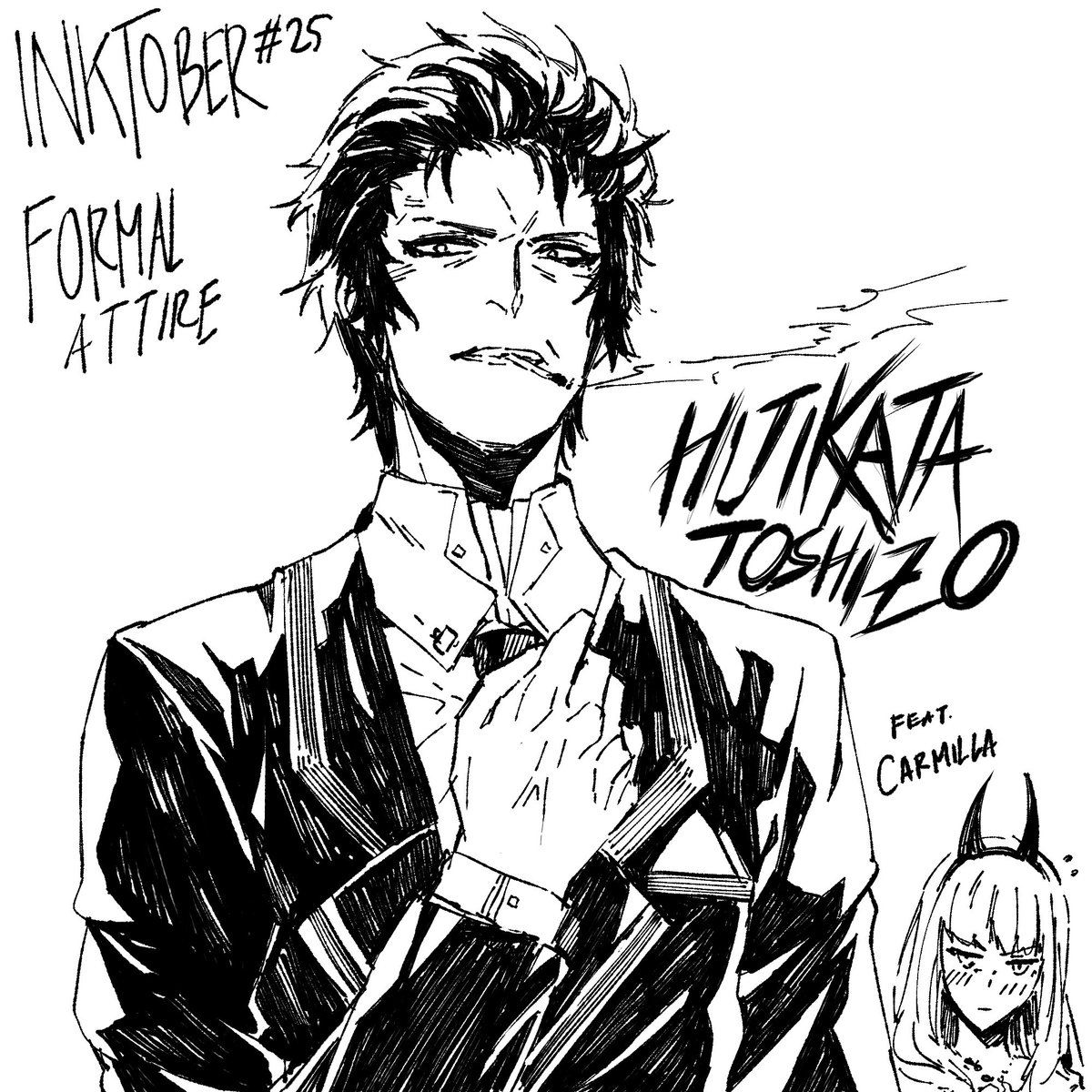 hello! sorry for not updating these 2 days. I go to Greece and Austria for a week, so expect my slow progress :(( anyway, here's my take for 25th theme: formal attire, featuring our berserker commander! #FGO #inktober #fgoecartist 