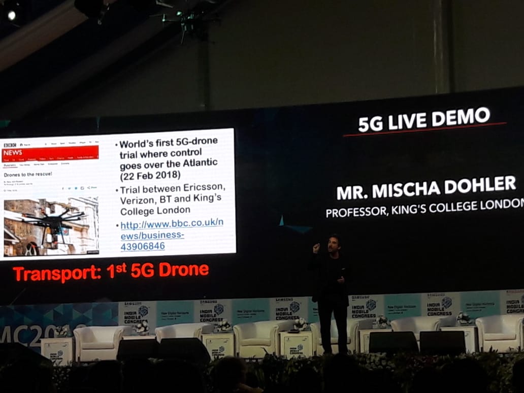 nikitsg's tweet photo. "5G is not virtual reality or AR. 5G is about Synchronized Reality." - Prof @MischaDohler at #IMC2018 https://t.co/l7TTMv1QhU