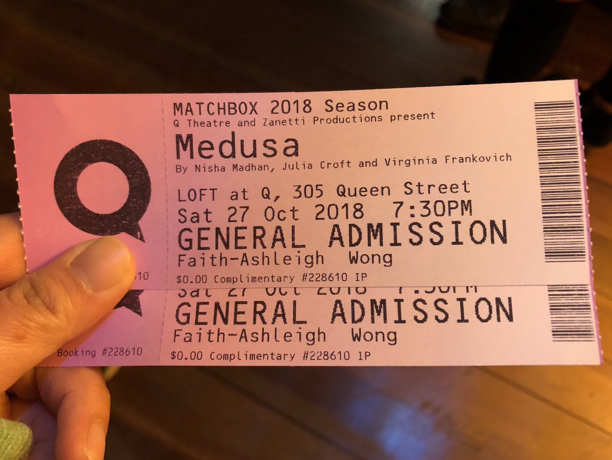 appforthearts's tweet photo. At @QTheatre for @zanettiprod’s Medusa! 🐍 #theatregeek #matchbox2018 https://t.co/xiO2XP098l