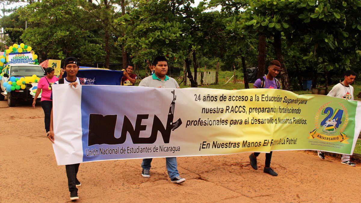 UNEN_Nacional's tweet photo. #ReporteUNEN ✊ |  24 Aniversario de la Universidad de las Regiones Autónomas de la Costa Caribe Nicaragüense (URACCAN - Bluefields). 

#SomosUNEN 🇳🇮✊🇳🇮✊🇳🇮✊
@URACCAN_ https://t.co/l1MBmtHJMa
