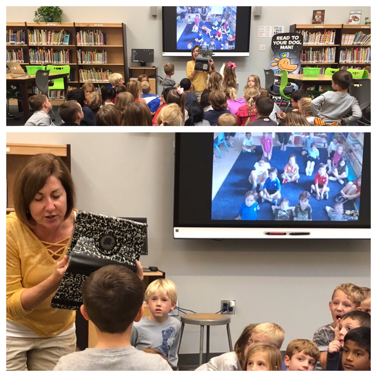 MESFTLibrary's tweet photo. We talked with our Kindergarten friends in Miami, Florida today!! We discussed our favorite GRA books and found out what it is like to go to school in Florida. #GRA18 @FTSchools @FTMoyerES @Tayi52 https://t.co/ZmWqXGqpbJ