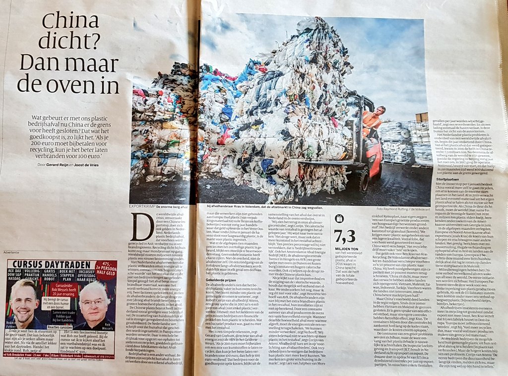 Enige oplossing (en basis CE):
-design for recycling
-hoogwaardige inzameling
-stimuleren recycled content in producten/vraag+afzetmarkten
-wegnemen belemmeringen recycling
Wil je geen afval maar grondstof, behandel t dan ook zo... 
<a href="/volkskrant/">de Volkskrant</a>
#China
#NLcirculair