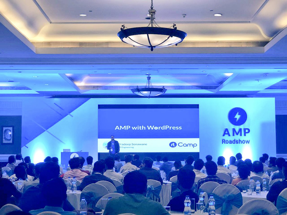 rtCamp's tweet image. Live now at @AMPhtml roadshow. @Pradeep_Sunny talking about AMP with WordPress.
#amproadshow #ampforwordpress