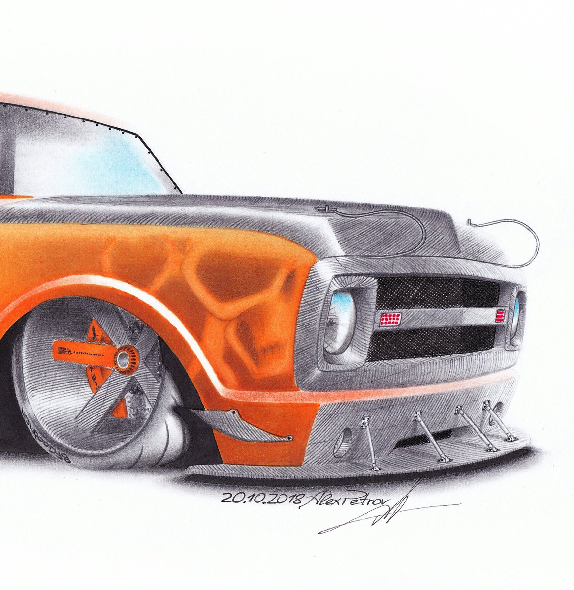 AlexP_Design's tweet image. Chevrolet C10. A4, markers and pencils. Lines by Chris Dunlop
#chevrolet #c10 #protouring #art #sketch #drawingcars #prismacolor #copic #alexpetrovdesign #magnusonsuperchargers #mastmotorsports #detroitspeed  #carbon #carbonfiber #widebody #tracktool #autocross #squarebody