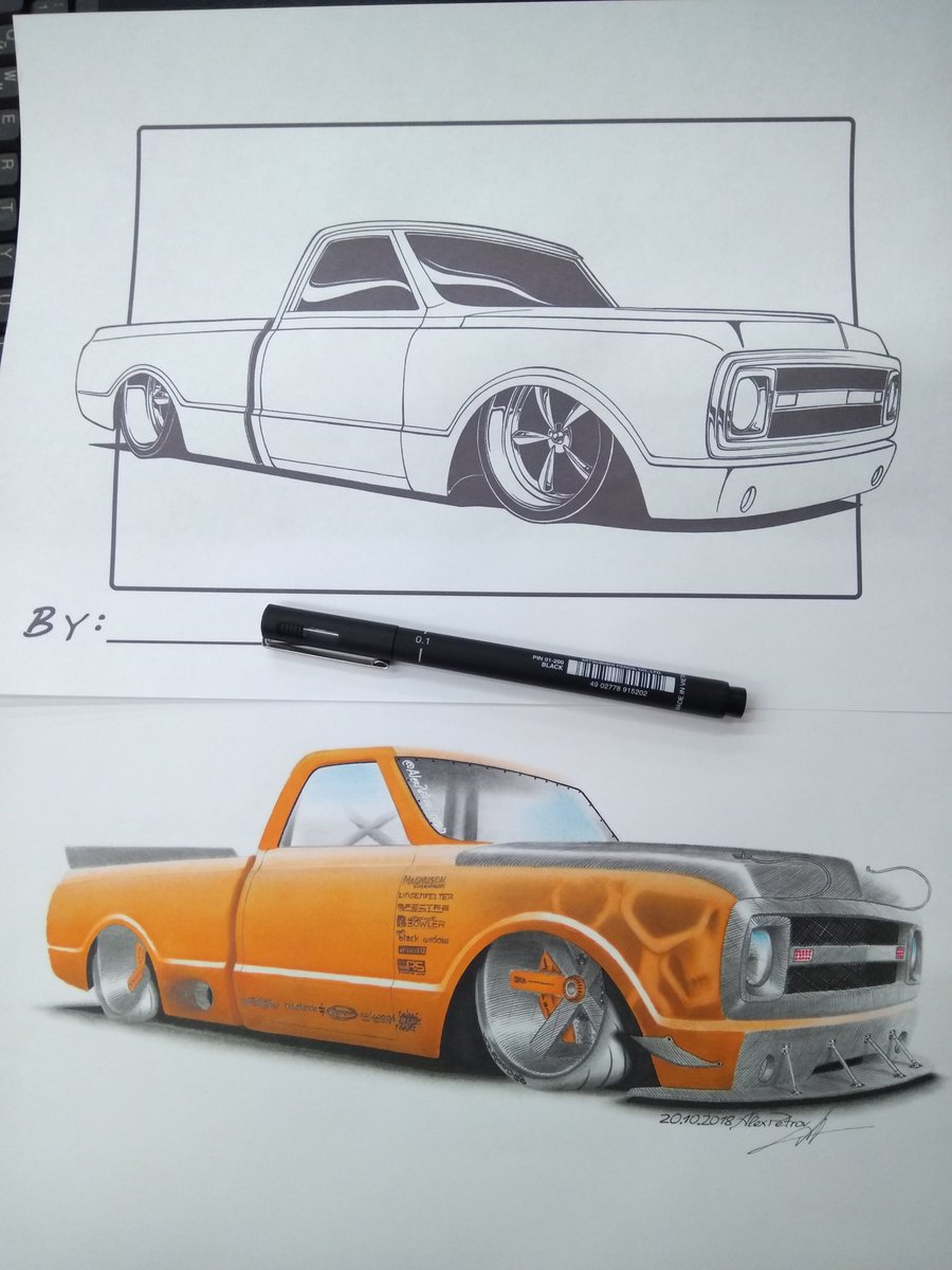 AlexP_Design's tweet image. Chevrolet C10. A4, markers and pencils. Lines by Chris Dunlop
#chevrolet #c10 #protouring #art #sketch #drawingcars #prismacolor #copic #alexpetrovdesign #magnusonsuperchargers #mastmotorsports #detroitspeed  #carbon #carbonfiber #widebody #tracktool #autocross #squarebody