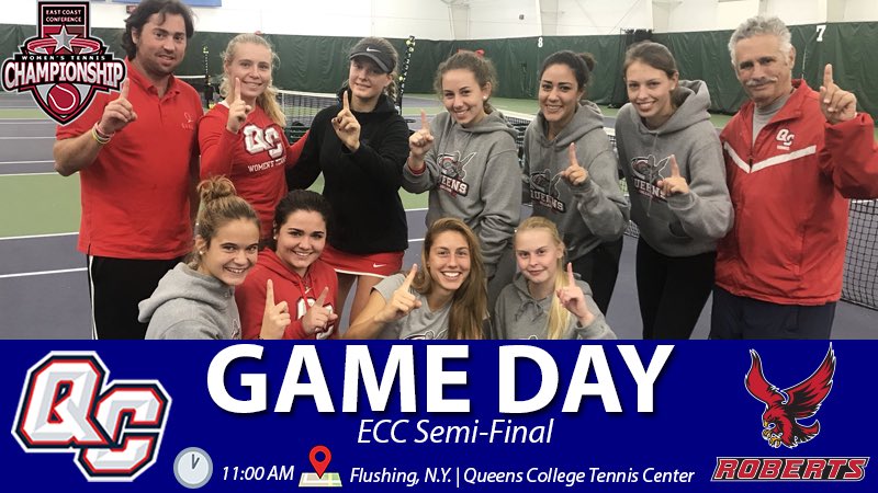 QCKnights's tweet photo. The @ECCSports Women's Tennis Championship begins today, as #1 seed #QCWTEN hosts debutants @RWCREDHAWKS in the semifinals! #KnightPride https://t.co/sKIsC6LiJ8