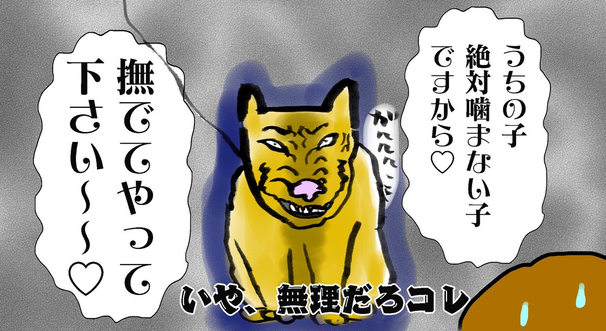 今日久々に公園行ったら、
散歩中の犬から無茶苦茶吠えられてビビってたら、

飼い主の人が、

ごめんなさぁぁい‼︎この子、人がだぁぁい好きなんです〜〜‼︎

って言って、
犬と私の仲直りを提案してきたけど、

無理だった… 