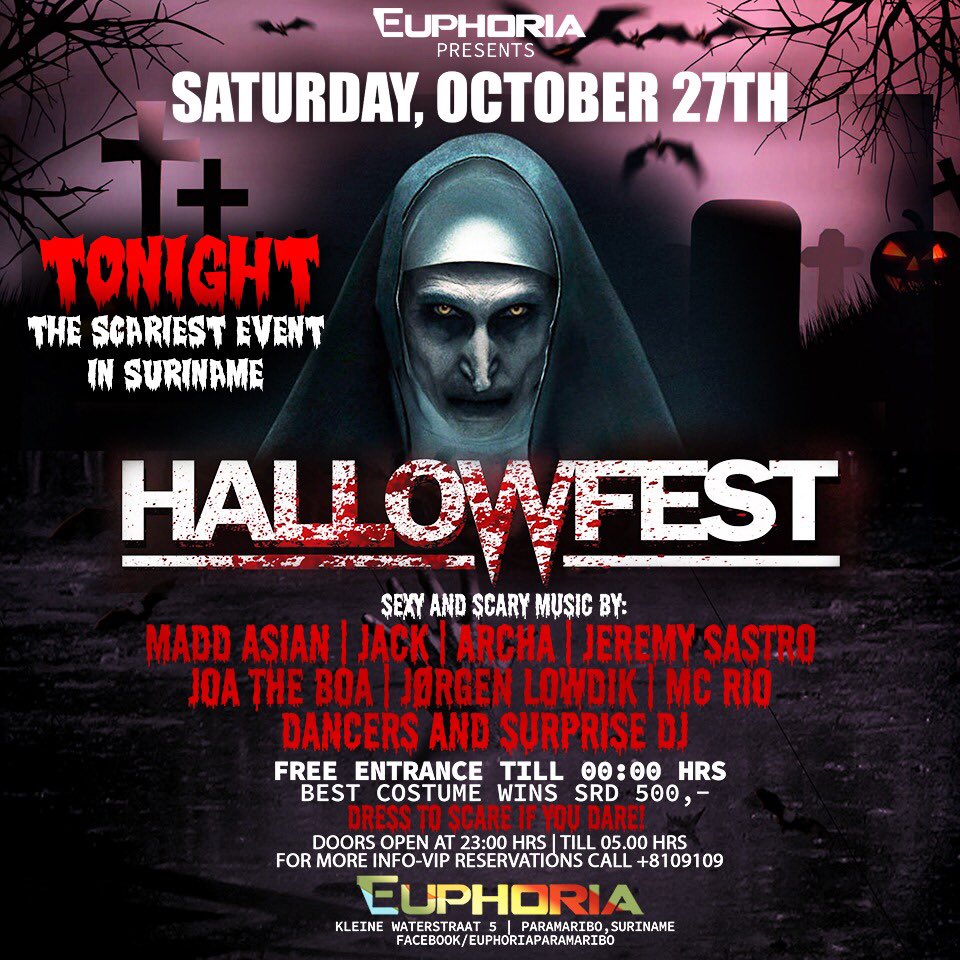 Saturday October, 27th, 3rd edition of: ☠️🎃 HALLOWFEST ☠️🎃
FREE ENTRANCE TILL 00.00u