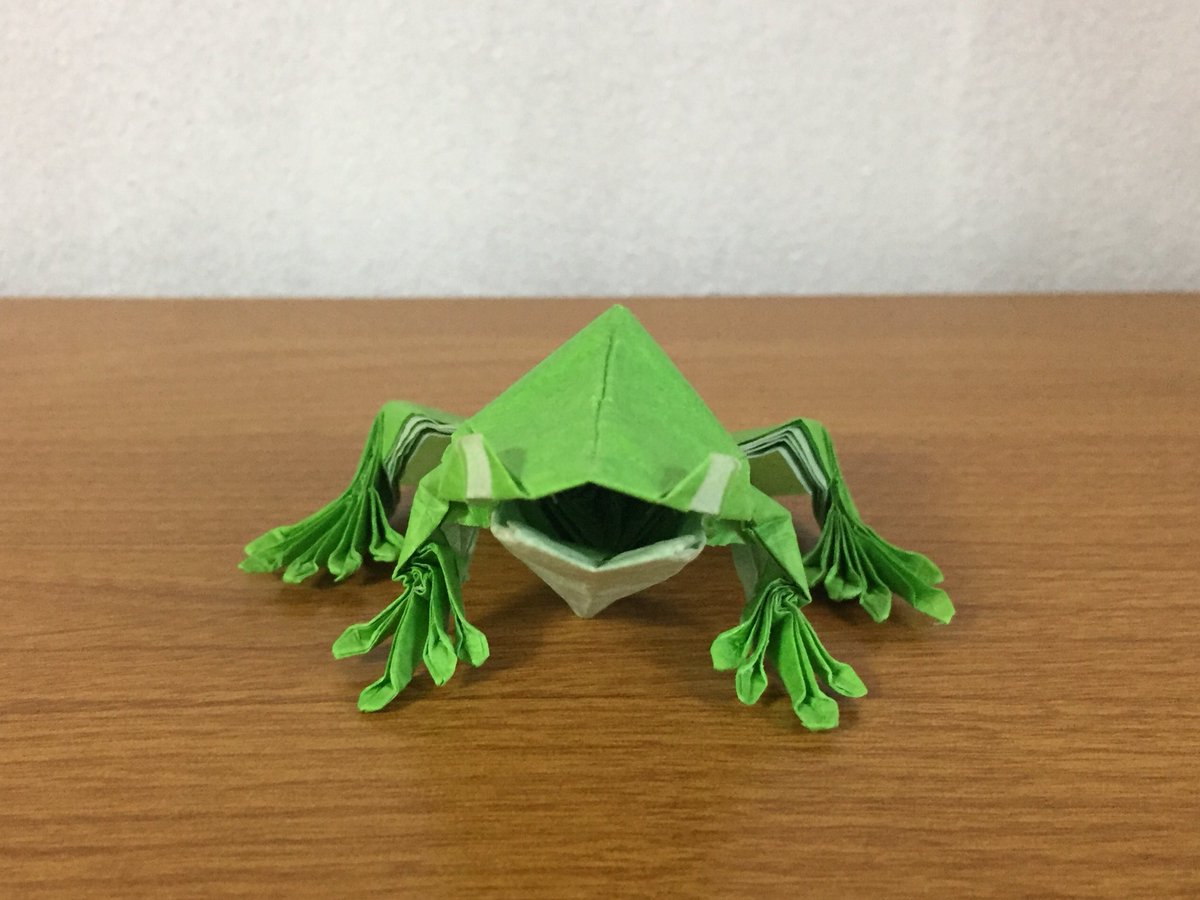 かのこや 在 Twitter 上 カエル 創作 かのこや 不切正方形一枚折り 立体的で可愛いカエルを目指しました 折り紙 折り紙作品 カエル T Co Elzuzmtoxe Twitter