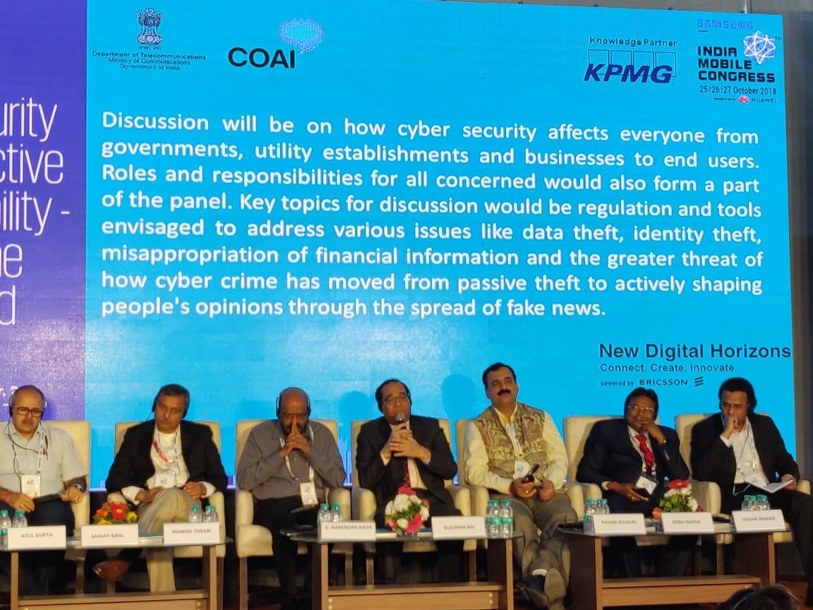 exploreIMC's tweet photo. "There are two layers of ICT framework one is system and second important component is communication and communication gets through first layer so first one is very crucial." - Dr. Gulshan Rai, National Cyber Security Coordinator, @PMOIndia #IMC2018 #Cybersecurity https://t.co/bnfGY9Z8QF