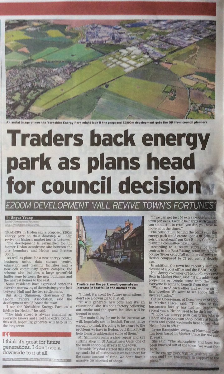 We are now seeing that the vast majority of people in Hedon support this lifeline for their town. They also see the protected greenbelt here that I do. #ForourFutures