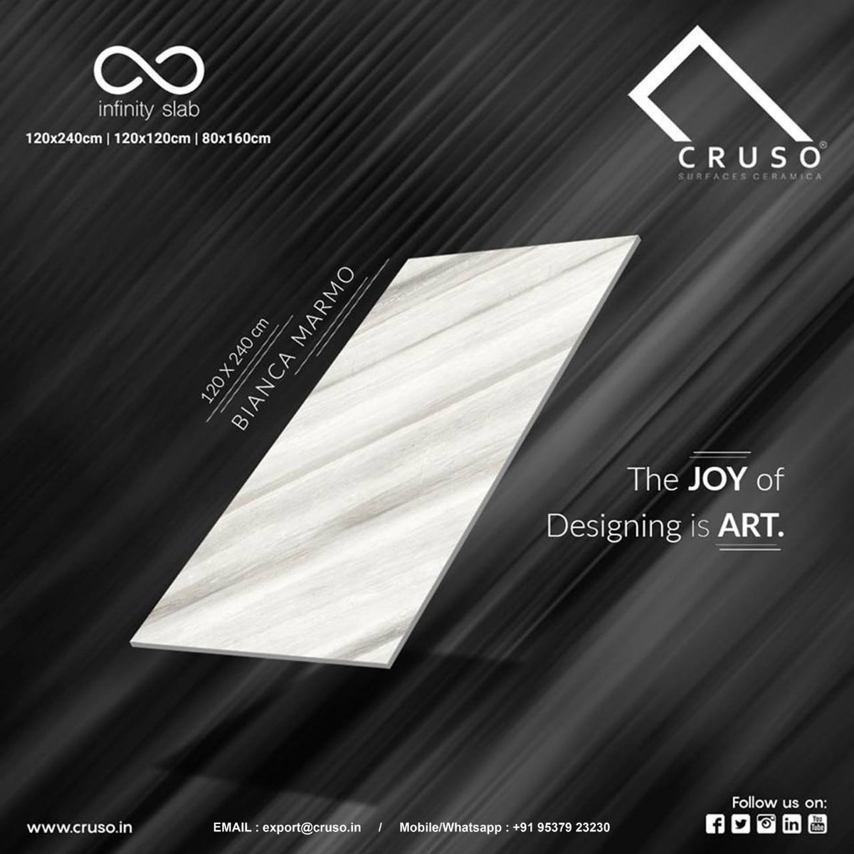 InfinitySlab's tweet image. The joy of designing is Art.
#bianca_marmo
#120x240cm
#porcelainslab #bigsizecruso #infinityslab #naturalstone #porcelain  #designs #architech #marble #glaze #tilesofindia  #60x120cm #120x120cm #80x160cm #800X1600cm #slab #india #morbi #vitrified #tile cruso.in