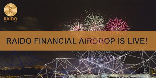 🔥 RAIDO FINANCIAL AIRDROP IS LIVE 

🎉You will get 15 RF tokens after completing simple tasks! If you refer your friends - you will get additional 5 RF!

Just register and complete tasks 👉 bit.ly/2CHDMxD

ONLY 10,000 participants! 

#airdrop #Raido #free #token