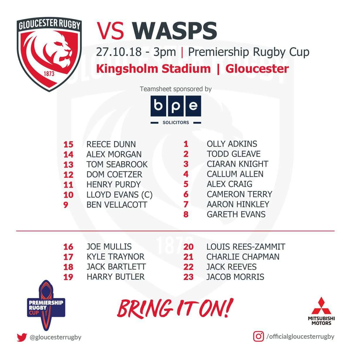 RoyalHartpury's tweet photo. We will show live today at 3pm Gloucester V WASPS !! @ShedWeb @ILoveGlosUK @gloucesterrugby https://t.co/3Vfaa8jBRV