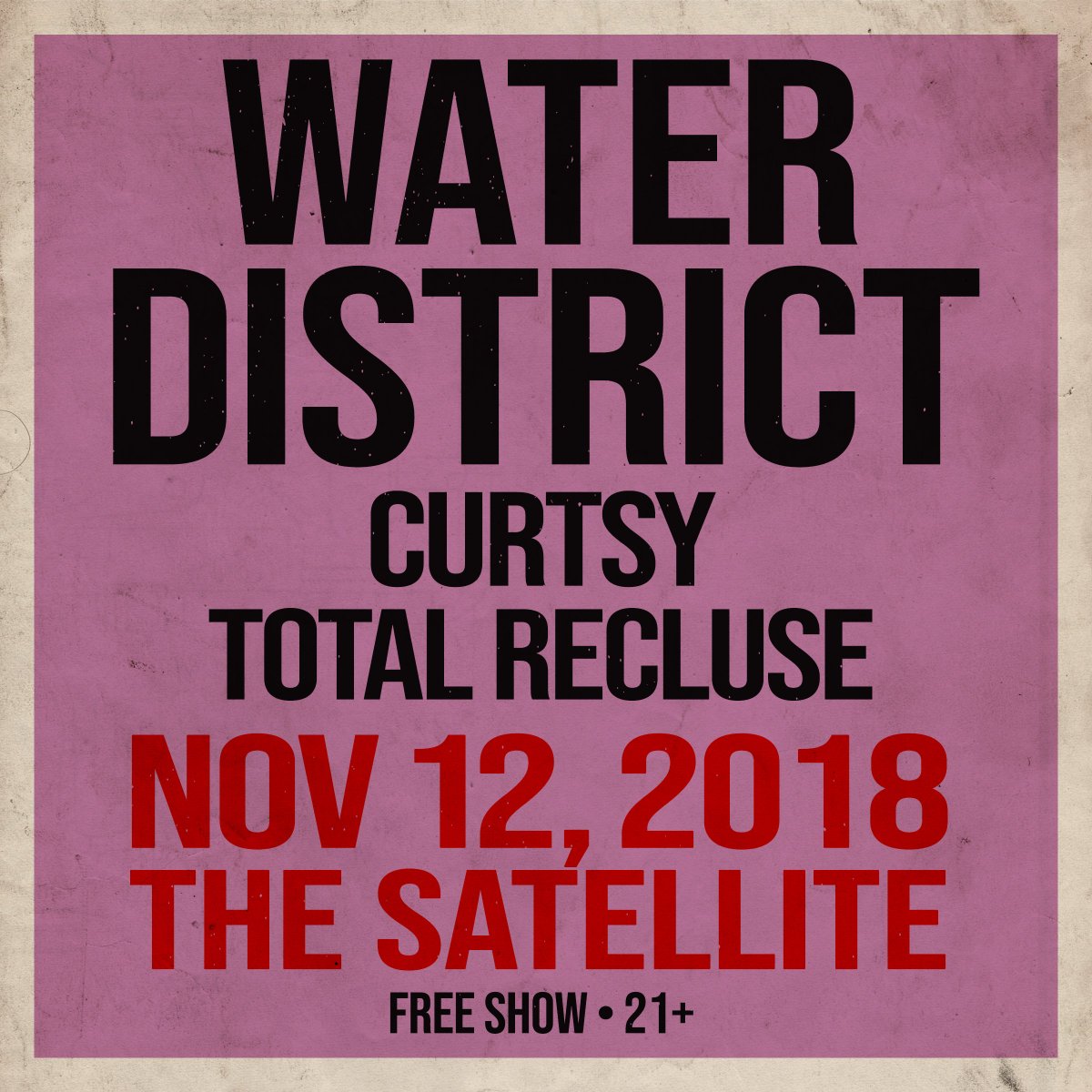 I love Silverlake. Total Recluse is playing <a href="/TheSatelliteLA/">The Satellite</a> Monday 11/12 opening for <a href="/curtsymusic/">curtsy</a> and @WaterDistrictLA - Free show, No Cover. 21+ Poster art by <a href="/JoePowerMcGarry/">Joe McGarry</a>