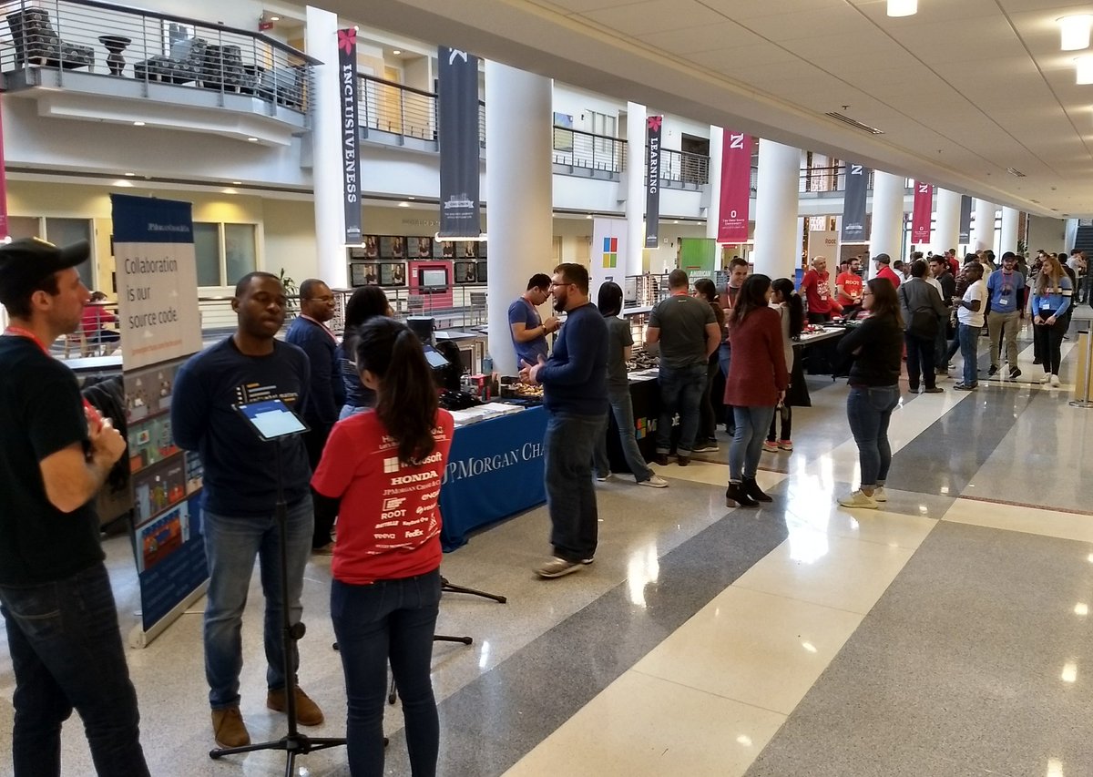 OSUengineering's tweet photo. #hackohio2018 has set a new bar... creative, collaborative students fill that ballroom! Follow the action today/tomorrow with @hackohio https://t.co/NaYIHegXJ1