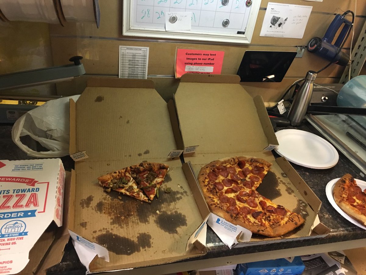 chrome_shop's tweet image. Pizza day up here at the chrome shop. #lunchtime #fatkidproblems