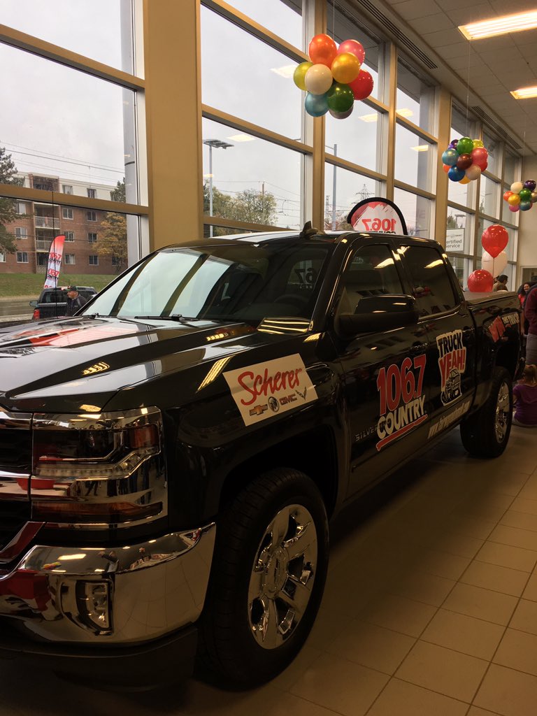 Are we giving away a truck today? #TRUCKYEAH WE ARE! Listen in to <a href="/country1067/">COUNTRY 106.7</a> for live updates from Scherer Chevrolet!