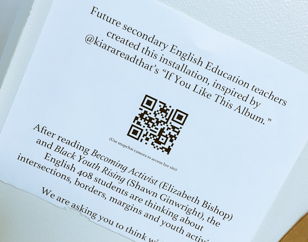 DrDefyant_Tam's tweet photo. Thursday? Public installation day. @MSUEnglish Ed students installed 3 pieces that focused on our readings x “intersections, borders &amp; margins” #MSUactivism #msuengedte https://t.co/91G11peniW