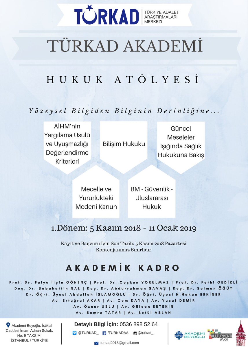 TURKAD_'s tweet photo. TÜRKAD AKADEMİ BAŞLIYOR! @avukatsari @selmanogut @avislamoglu @av_yusufdemir @AvukatCemKAYA @AkarErtugrul @oznuruslu2 @AhmetMisbah https://t.co/StUbxyUAaR
