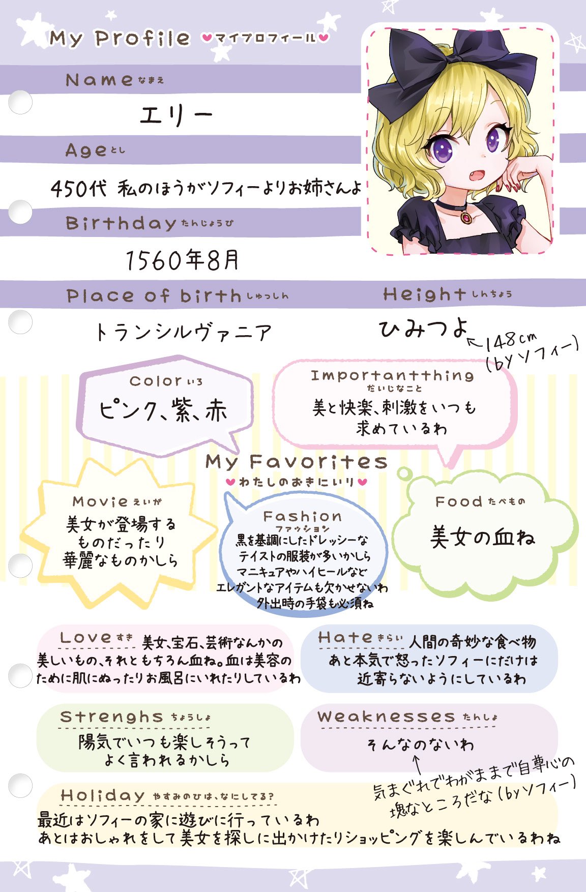 アニメ となりの吸血鬼さん 公式 エリーのプロフィール 吸血鬼さん エリーかわいい