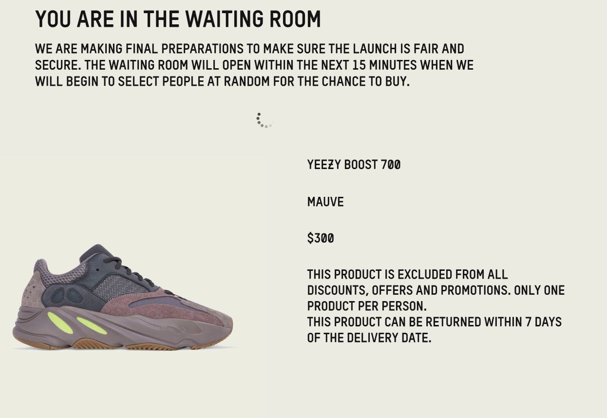 how to get out of the waiting room on adidas