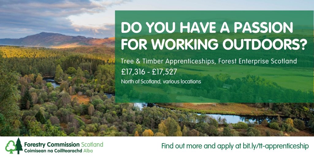 Have a passion for working outdoors? Would you like to help shape and preserve some of Scotland’s woodlands and wildlife habitats, to be enjoyed by visitors and local wildlife for years to come? Tree &amp; Timber Apprenticeships now open for applications: bit.ly/tt-apprentices…