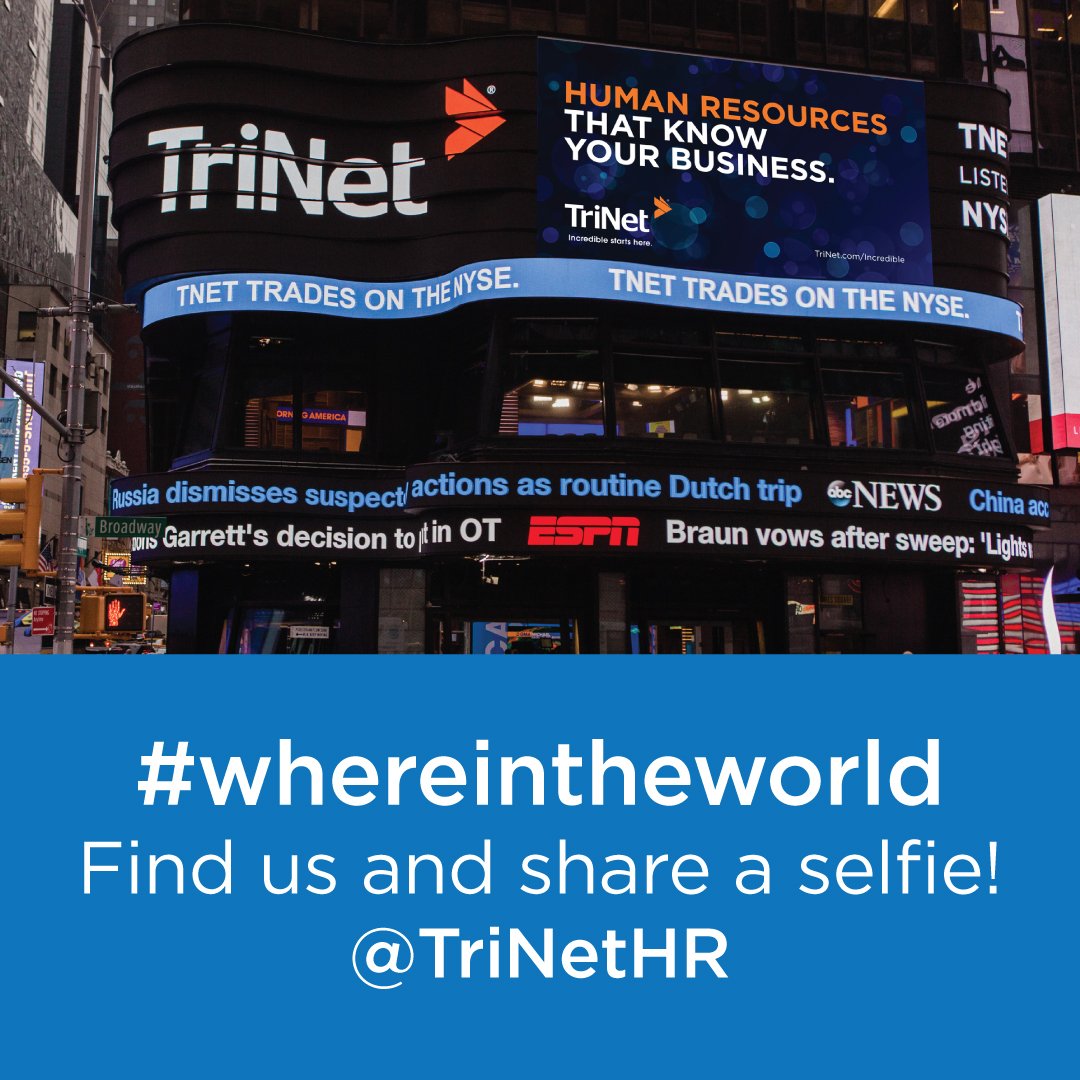 TriNet's tweet image. Hey New Yorkers, find us at @TimesSquareNYC and tag us.  @TriNet.
