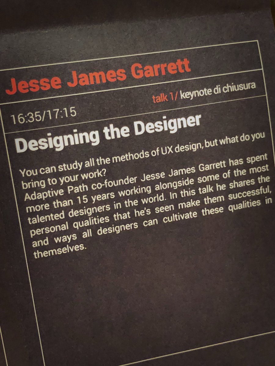 16:35 - keynote di chiusura altrettanto eccezionale: #JesseJamesGarrett (@jjg) su ‘Designing the Designer” #IIAS12
