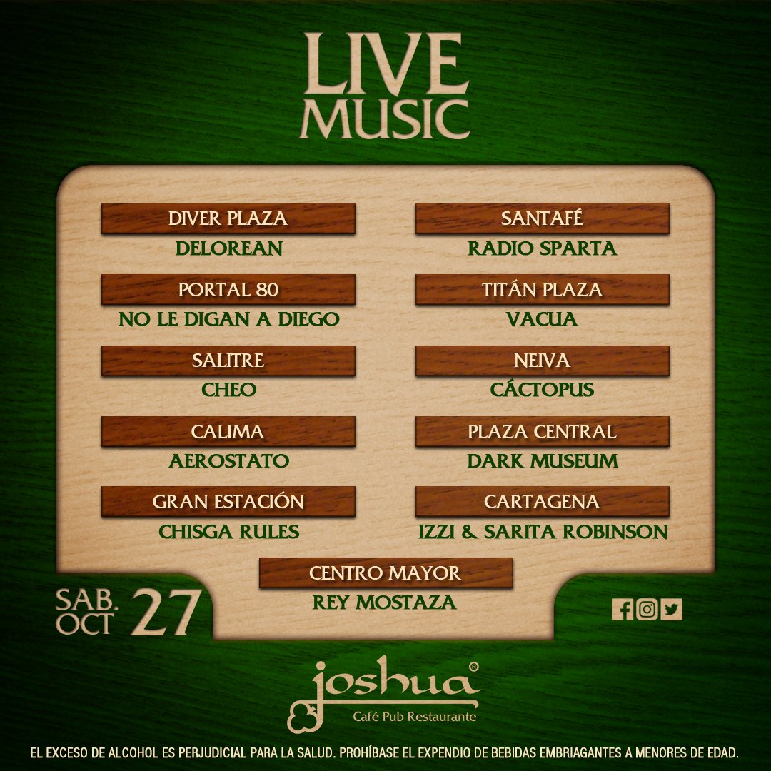 Live is life.
#Sábado #LiveMusic #Saturday #Pub #Restaurante #Café #coffee #Cocktails #cerveza #craftbeer #Coldbeer #beer #IrishPub