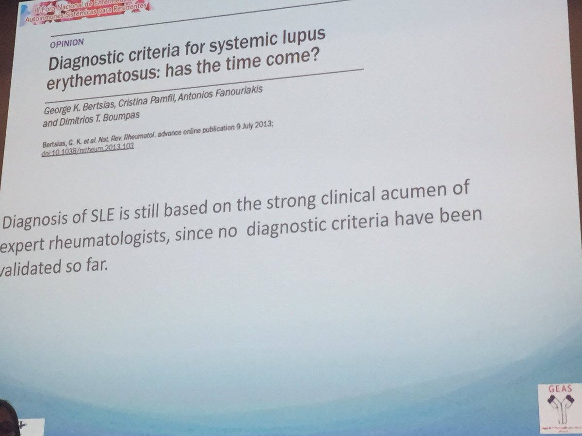 bdemiguel1's tweet photo. Nuevos criterios clasificatorios ACR/EULAR de LES. Dr. @jesus_canora . En #3ForoEAS de #11GEAS @GEAS_SEMI . https://t.co/wFtRTixETb