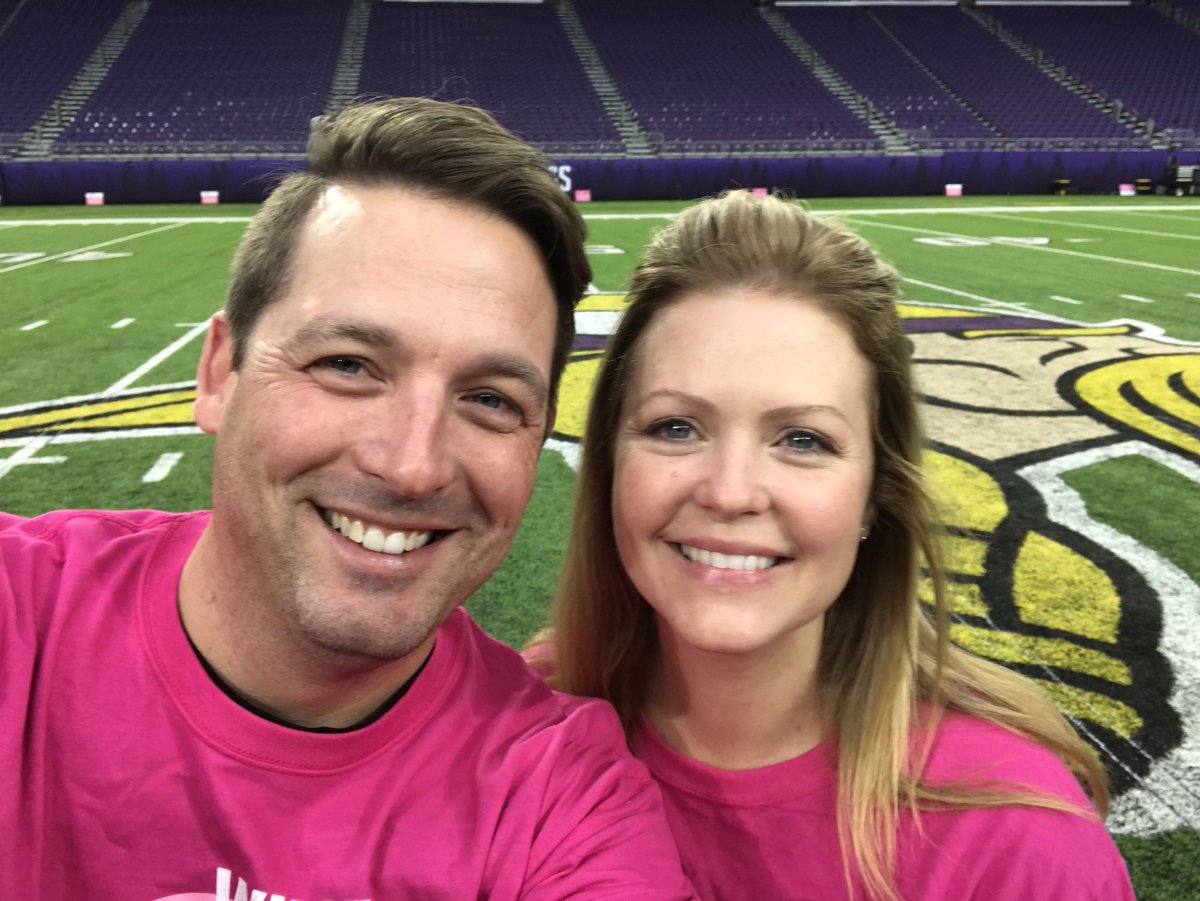 ChrisEgertKSTP's tweet photo. About to get the crowd charged up for today’s #TCStrides Making Strides Against Breast Cancer walk at @usbankstadium with @MNewquistKSTP @KSTP https://t.co/BMcPvNu56A