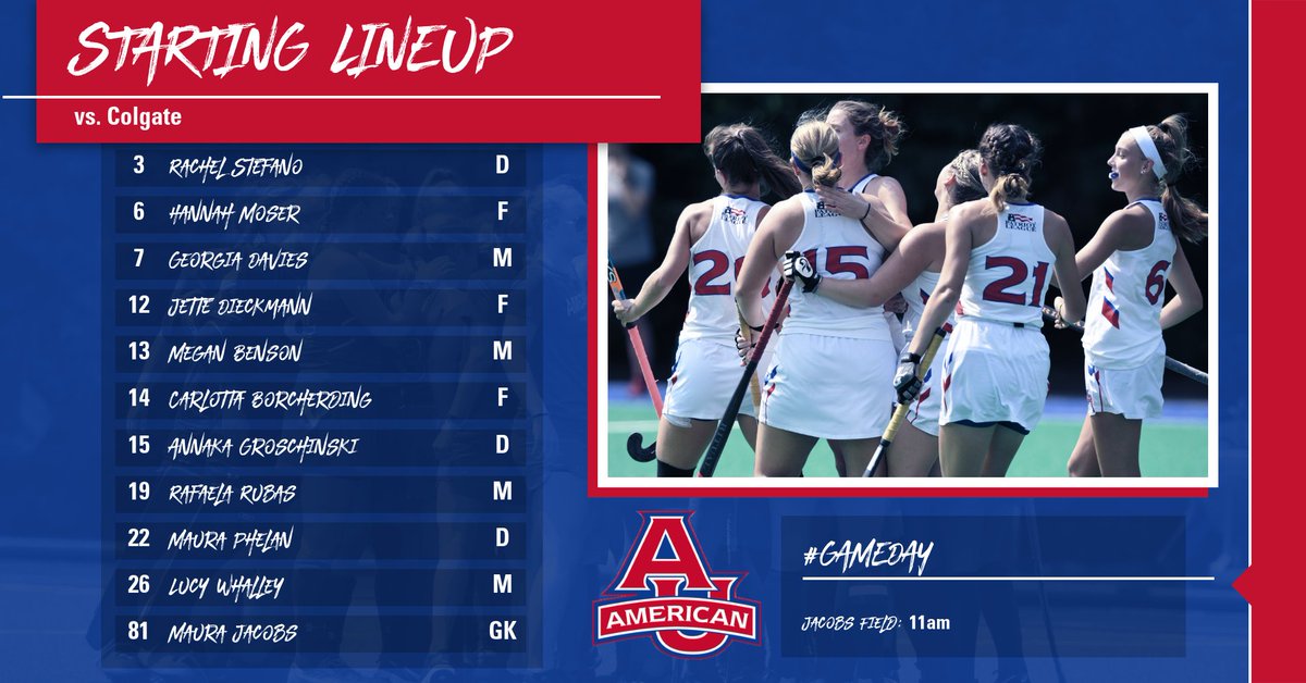 AU_FieldHockey's tweet image. Here's your starting lineup for today's match-up against the Colgate Raiders!

#AUFH
#AUNIT