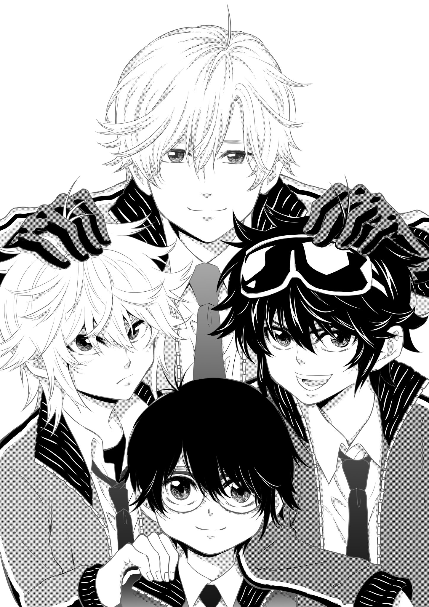 木下聡志 漫画家 Satoshi Kinoshita در توییتر 葛本さんちの四兄弟 描き下ろしイラスト カラーの練習前にモノクロ版を先に 後日またカラーもあげる予定です