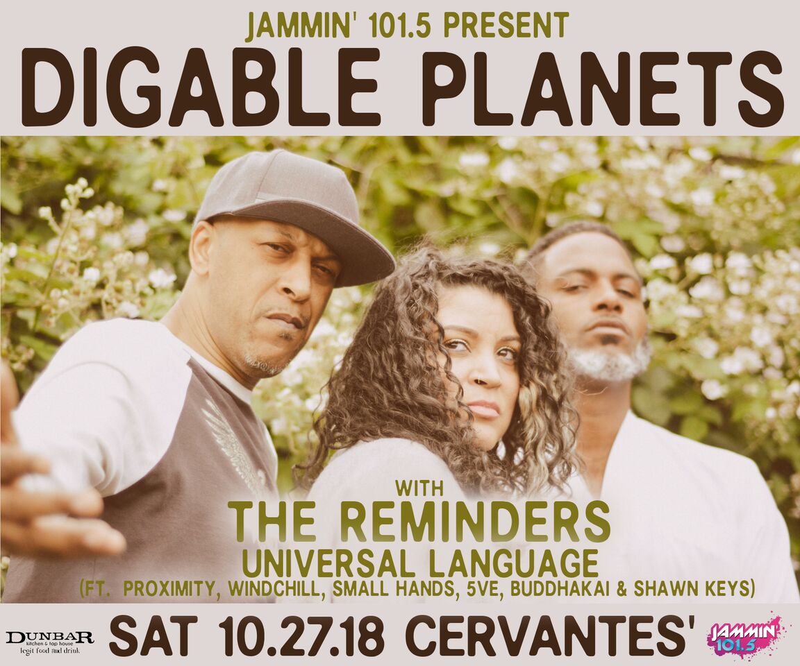 CervantesDenver's tweet photo. TONIGHT!
@Jammin1015 Presents @digableplanets with @TheReminders and #UniversalLanguageEntertainment (ft Proximity, windchILL, Small Hands, 5Ve, Buddhakai, Shawn Keys & Lingo). See you there!
Doors: 8 PM / Show: 9 PM
Tickets: https://t.co/OntmgDLsBN
Supported by @DunbarKandT https://t.co/VFuPy3T4C4