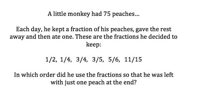 MrBoothY6's tweet photo. As we move into fractions, keep Monkey Peaches in mind. One of my absolutely favourite lessons of the year. In fact, OFSTED walked in last time I was doing it and the inspector got stuck in to trying to solve it! https://t.co/nUxr2SGtAF