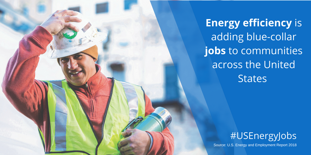 #EnergyEfficiency continues to drive blue-collar #jobs across America! Of the 2.25 million Americans working in energy efficiency in the US, 1.3 million are from the construction sector, according to the US Energy and Employment Report 2018 #USEnergyJobs usenergyjobs.org