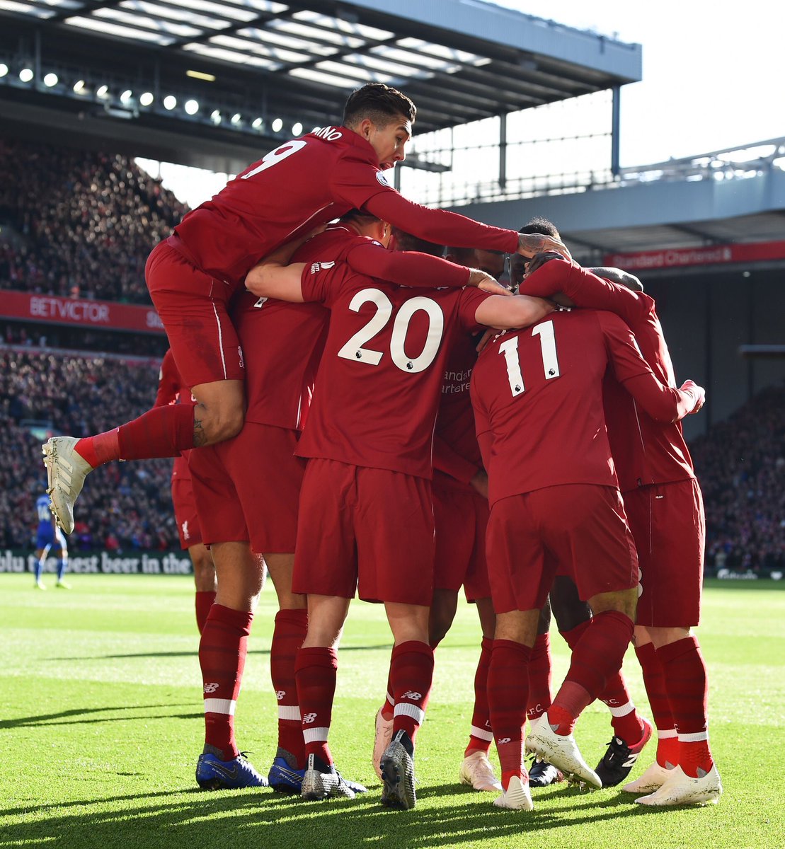 AnythingLFC_'s tweet photo. Full Time: Liverpool 4-1 Cardiff

Salah: ⚽️🎯🎯
Mane: ⚽️⚽️
Shaqiri: ⚽️

Up The Reds 🔴 https://t.co/e321117MxI