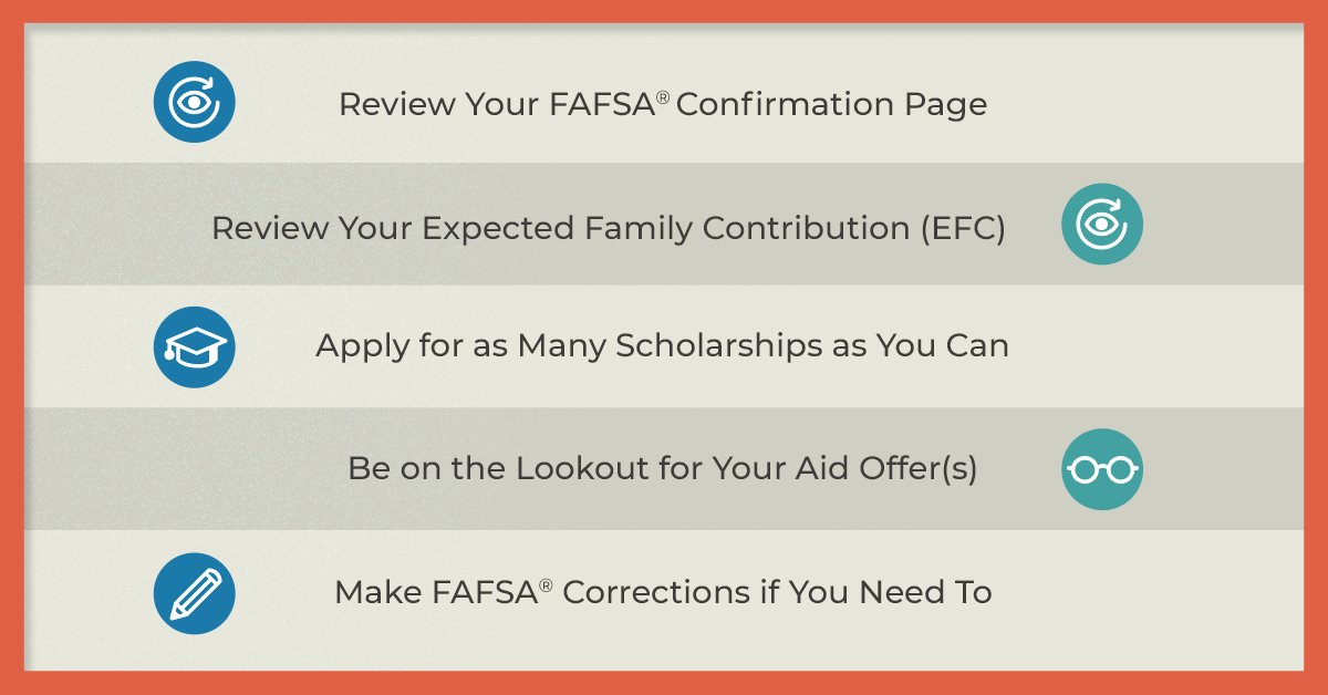 FAFSA's tweet photo. Congrats! You completed your FAFSA form. Here are 5 things to do next: https://t.co/mDMqzdCJsl https://t.co/8cHVmyWhTg
