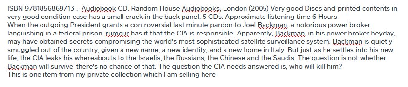 VoltInuOfflclal's tweet photo. ISBN 1856869717 , The Broker Audio CD β Abridged, Audiobook Grisham, John, and Boutsikaris, Dennis #audiobook #AudioDrama #Audiobooks #AudioDCD #Grisham #JohnGrisham #graymountain #thriller #political #USA #books #fiction #Listen #Listening #Listento https://t.co/QwmpJWrqxW β¦ https://t.co/ebCspwXwGc