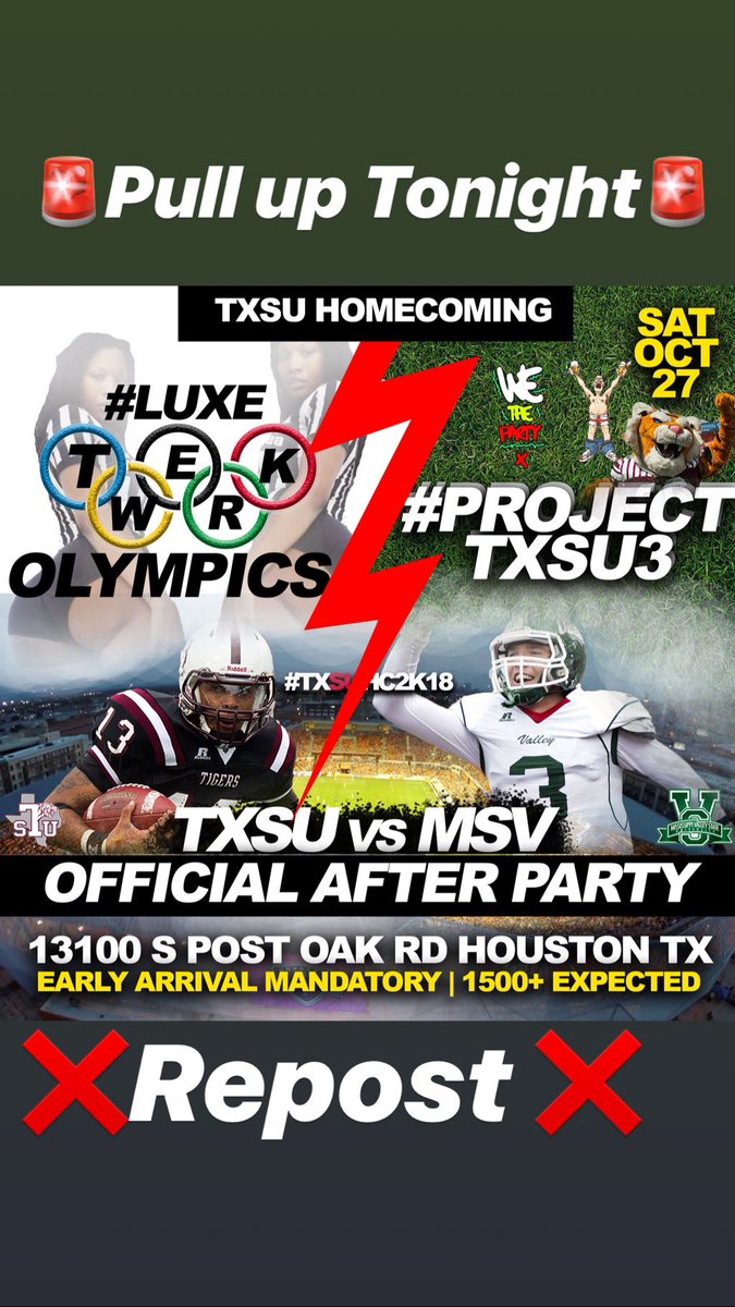 Jaysteex_'s tweet photo. The whole TXSU body ready for #PROJECTTXSU3 TONIGHT ๐คธ๐พโโ๏ธ๐คธ๐พโโ๏ธ ๐ฅ๐ฅ๐ฅ
about to be a movieโ๏ธEVERYONE will be showing out๐คช
A Homecoming you wonโt remember but never forget ๐๐๐๐๐๐๐ https://t.co/rKqm7eAQaq