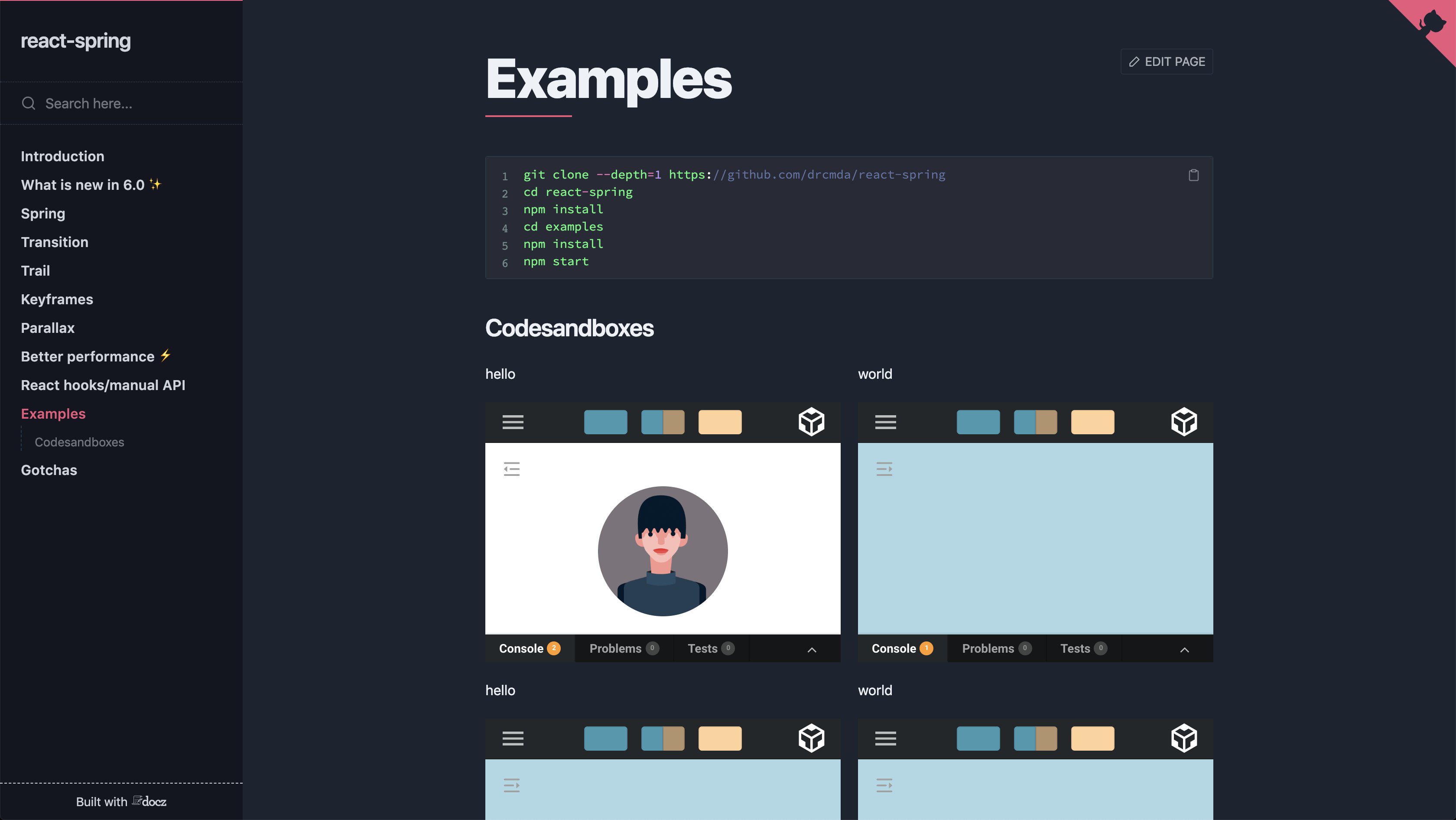React shop spring examples