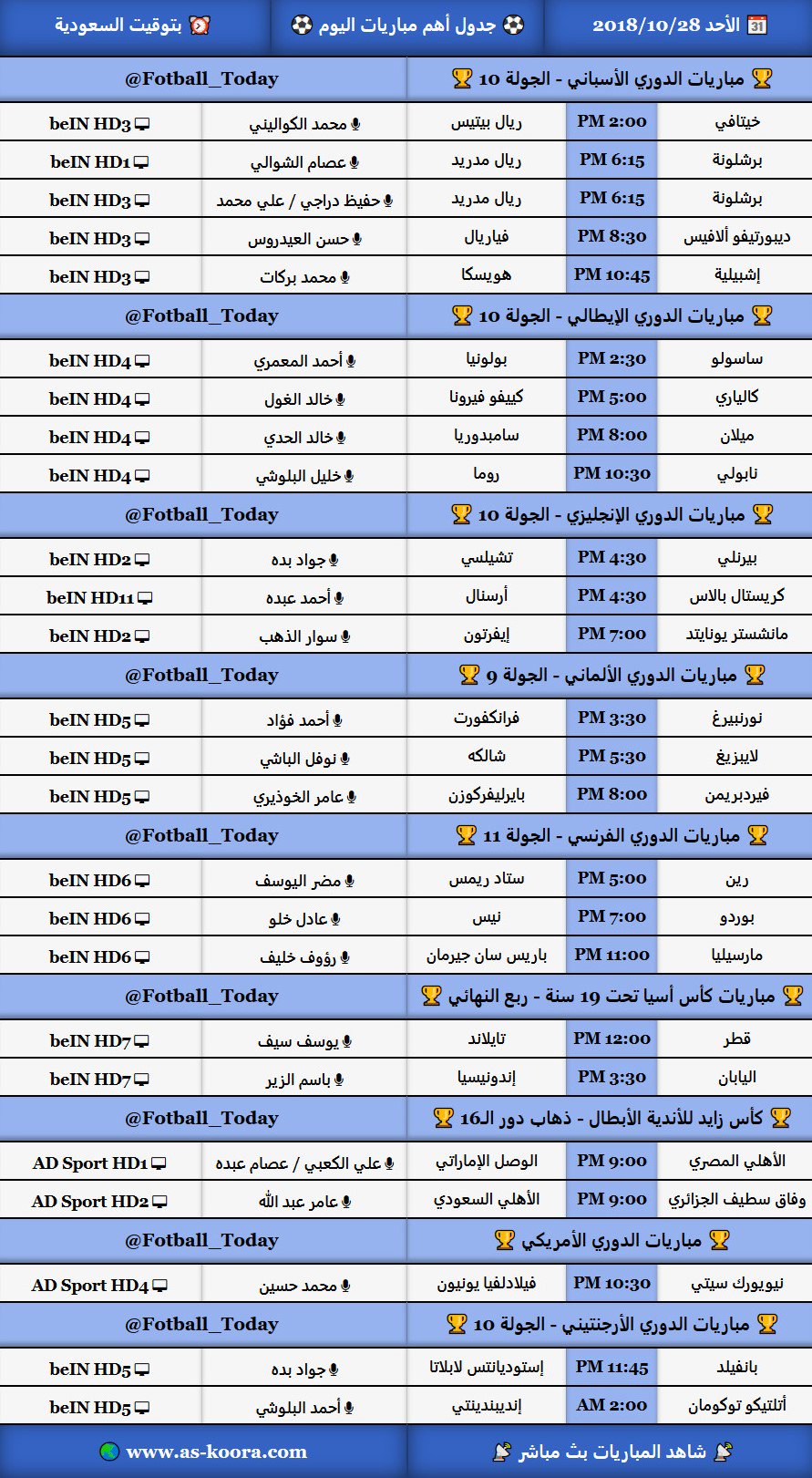 مباريات اليوم كورة