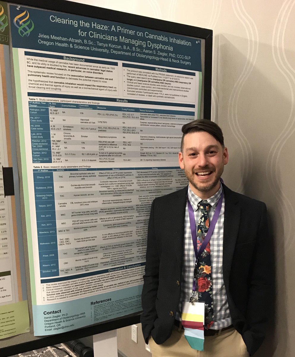 donna_ccc's tweet photo. @TheFallVoice award winning poster by Aaron Ziegler, PhD, CCC-SLP, Clearing the Haze: A Primer in Cannabis Inhalation for Clinicians Managing Dysphonia award winning poster - well done Aaron @OHSUNews #NWCVS #OHSUNWCVS #SLPeeps #fallvoice2018 https://t.co/mfMWyxXApI
