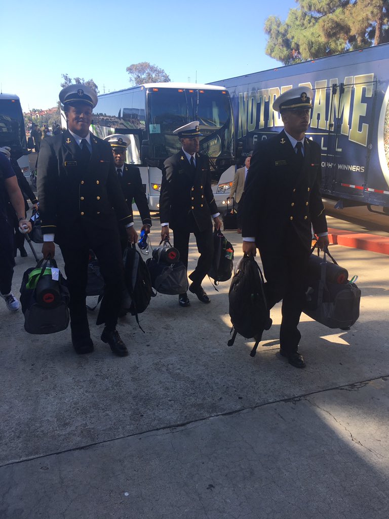 NavyAthletics's tweet photo. #NavyFootball has arrived at SDCCU Stadium. #GoMids https://t.co/yOfH4aE89B